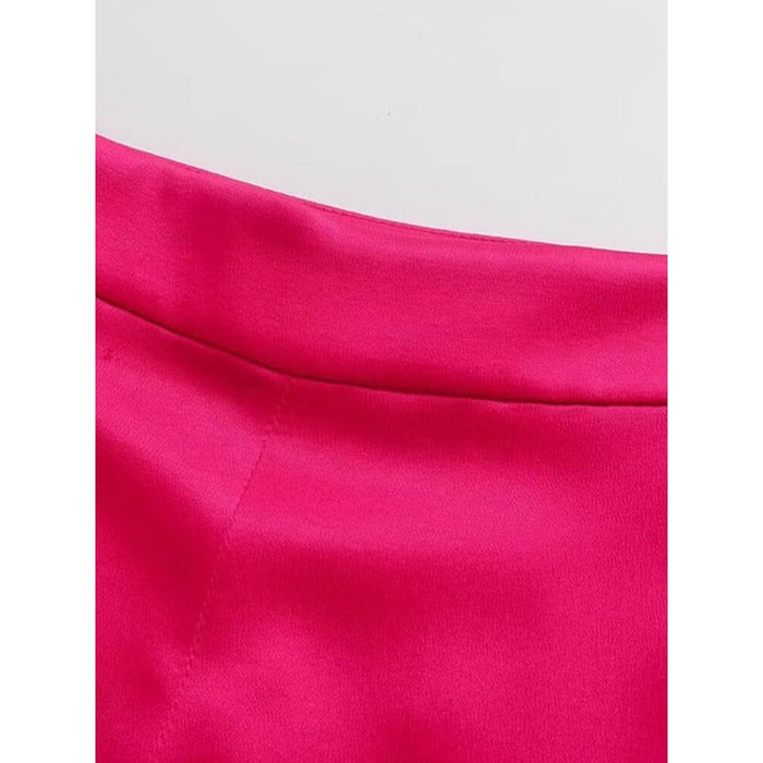 Pink Straight Vintage High Waist Satin Pant