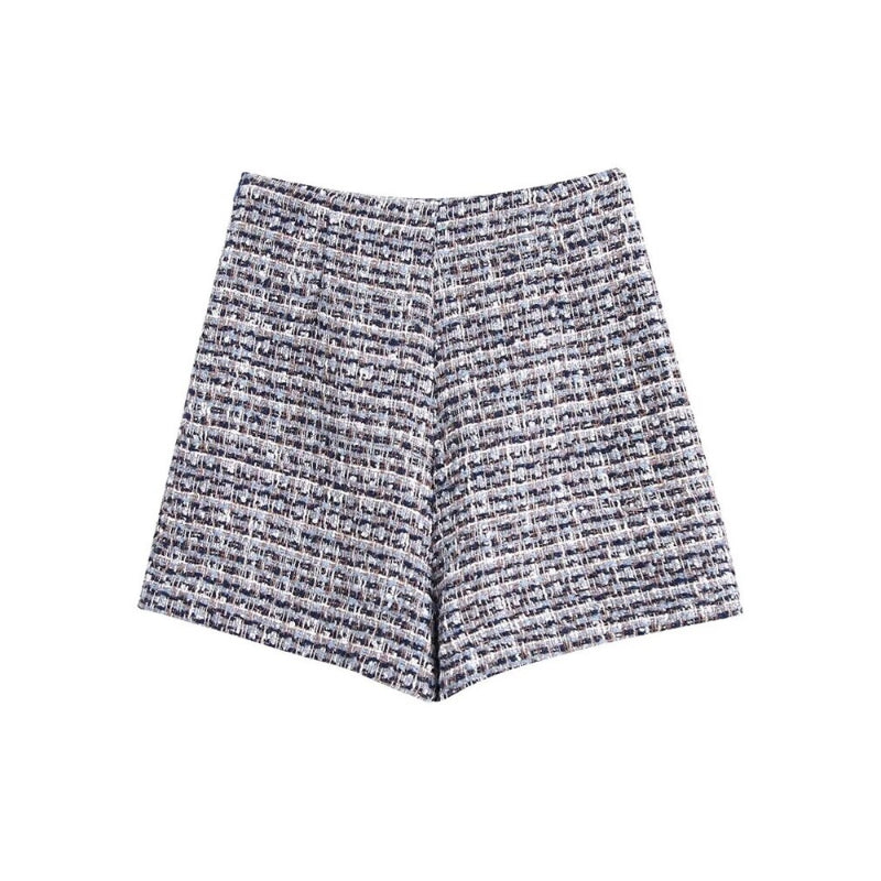 Women's Vintage High Waist Tweed Shorts Skirts