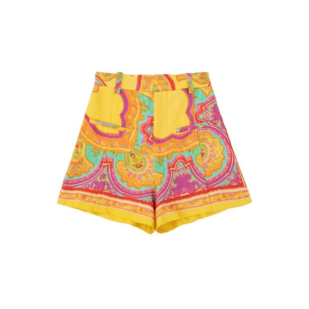 Women's Seam Detail Printed High Waist Shorts