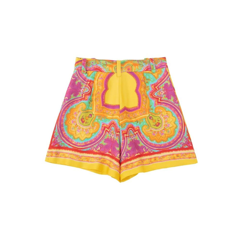 Women's Seam Detail Printed High Waist Shorts