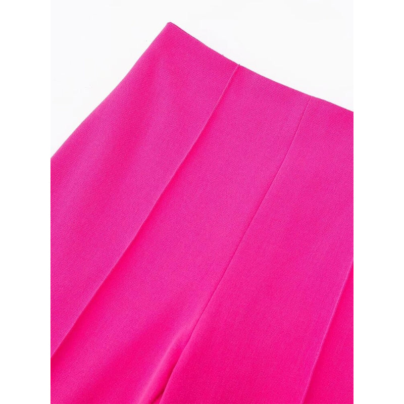 Pink Front Darts High Waist Straight Pant