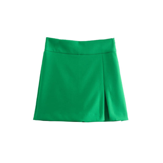 Women's Vintage Front Slit Solid Shorts Skirts