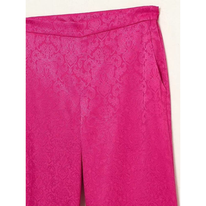 Vintage Pink Jacquard High Waist Straight Pant