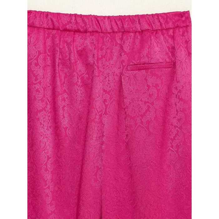 Vintage Pink Jacquard High Waist Straight Pant