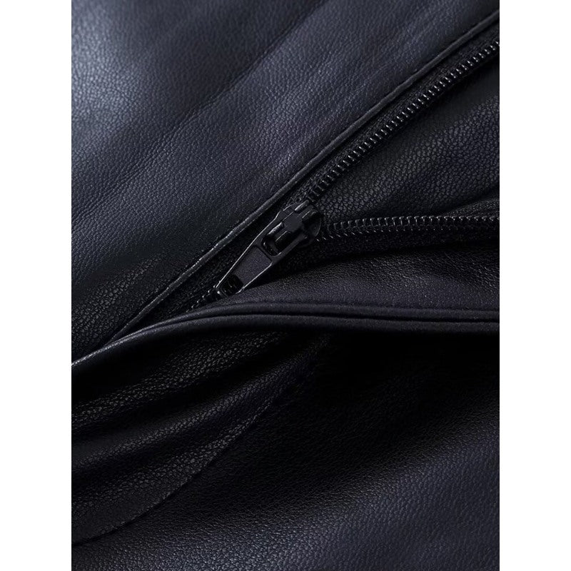 Fashion Front Welt Pockets Faux Leather Flare Pants