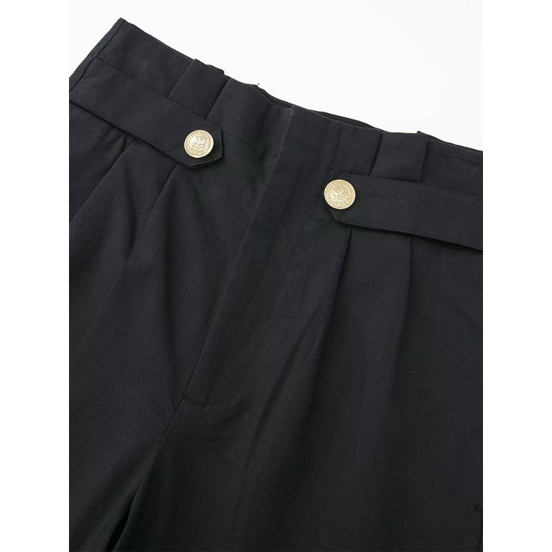 Fashion Front Darts With Buttons Zipper Fly Pant