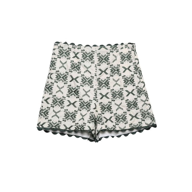 Women's Vintage High Waist Contrast Embroidery Shorts