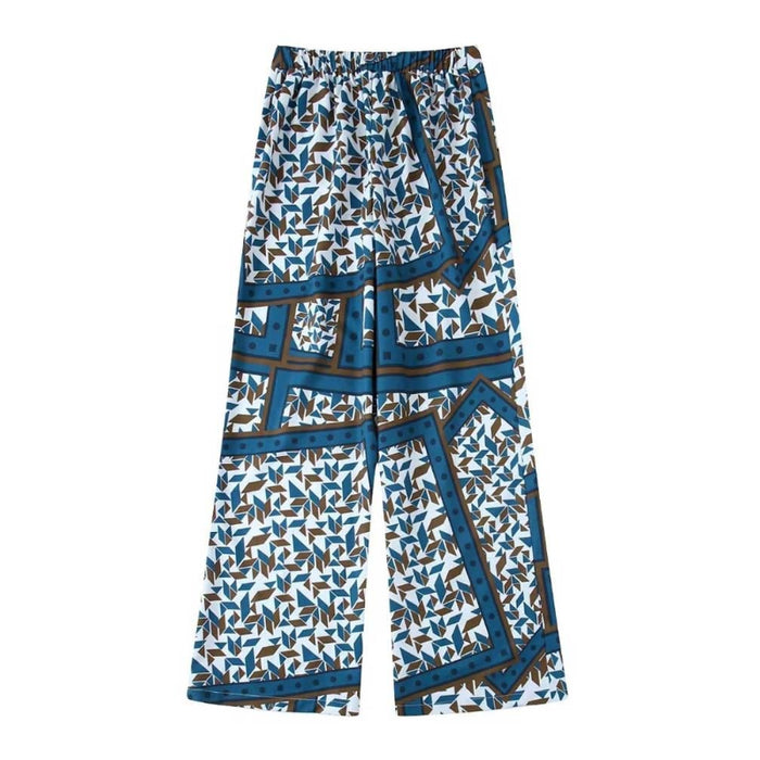 Printed High Waist Pant With Elastic Waistband