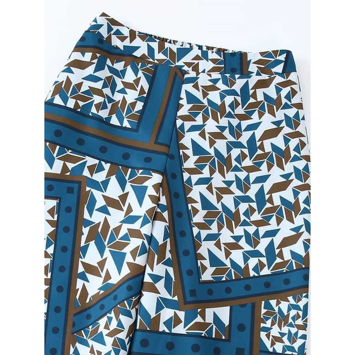 Printed High Waist Pant With Elastic Waistband