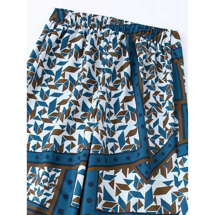 Printed High Waist Pant With Elastic Waistband