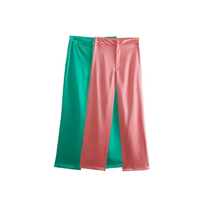 High Waist Zipper Fly Office Wear Straight Pant