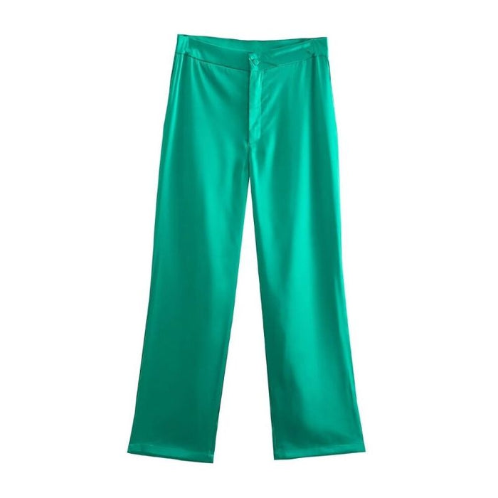 High Waist Zipper Fly Office Wear Straight Pant