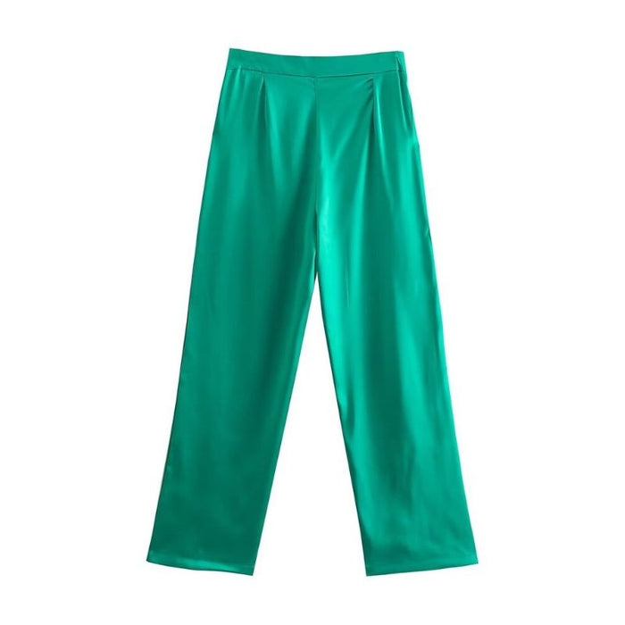 High Waist Zipper Fly Office Wear Straight Pant