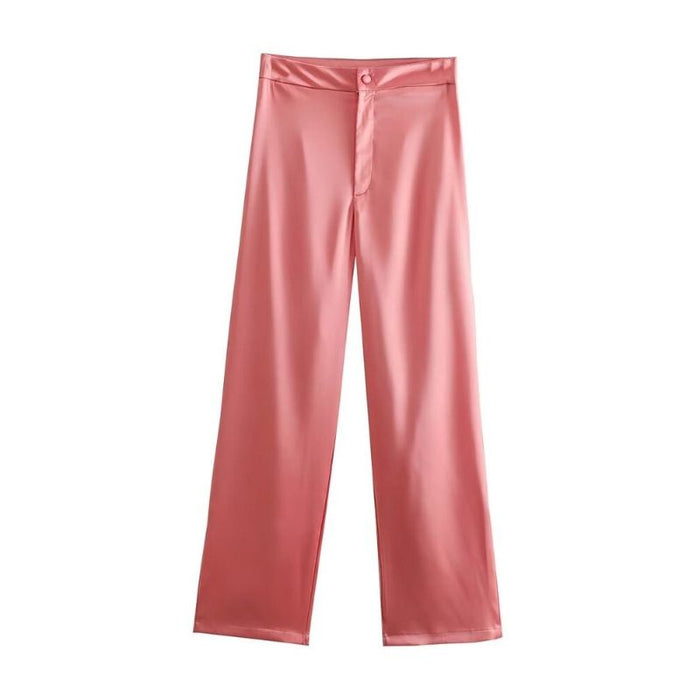 High Waist Zipper Fly Office Wear Straight Pant