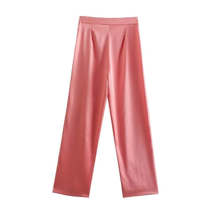 High Waist Zipper Fly Office Wear Straight Pant