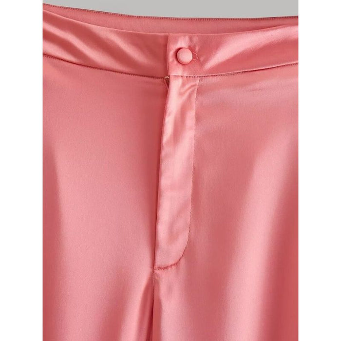 High Waist Zipper Fly Office Wear Straight Pant