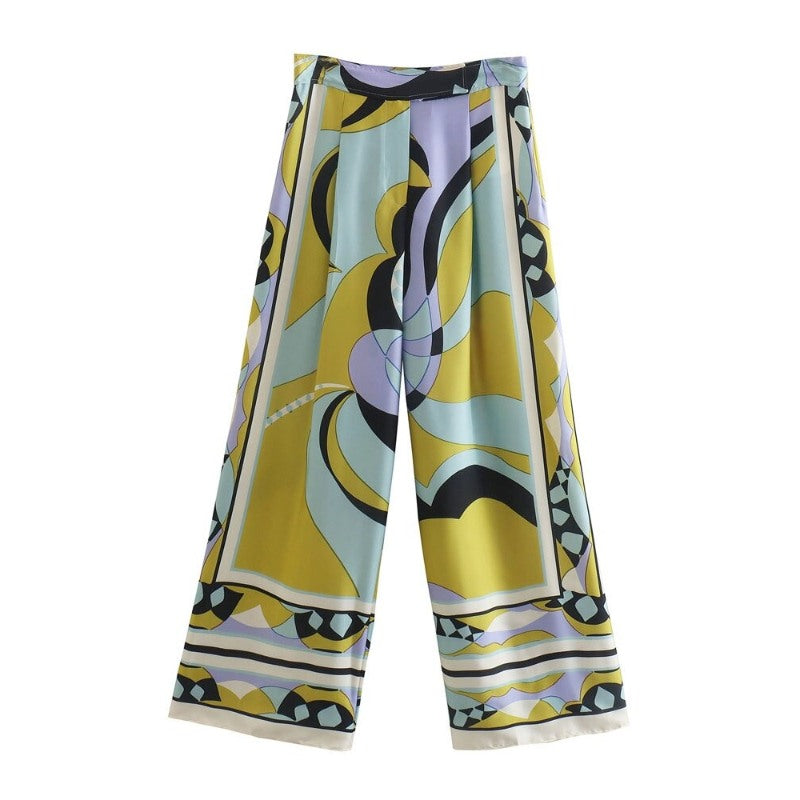 Casual Printed Wide Leg Pants For Women