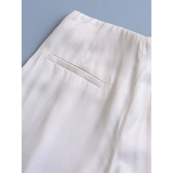 Vintage Front Darts Satin Straight Pants