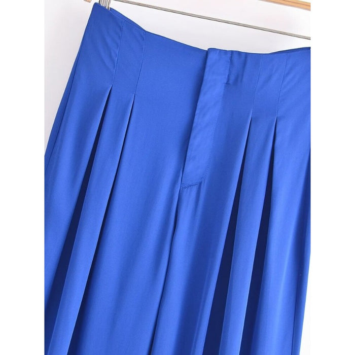 Stylish Solid Colors Front Darts Satin Straight Pants