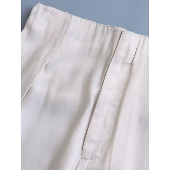 Vintage Front Darts Satin Straight Pants