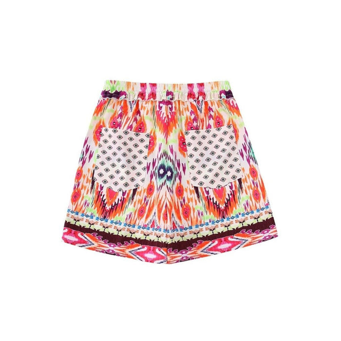 Women's  Beading Printed Shorts With Elastic Drawstring