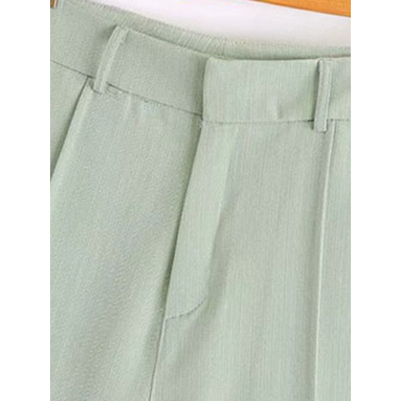 Women's High Waist Side Pockets Vintage Straight Shorts