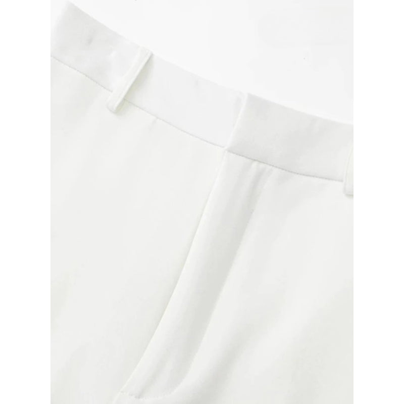 Women's Front Pleated High Waist White Shorts Skirts