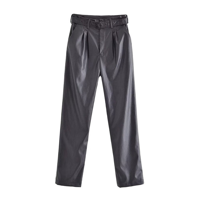 Faux Leather High Waist Pants For Women