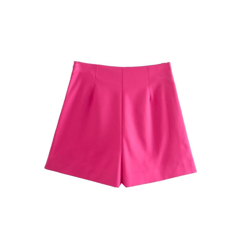 Women's Vintage High Waist Front Darts Shorts With Side Pockets