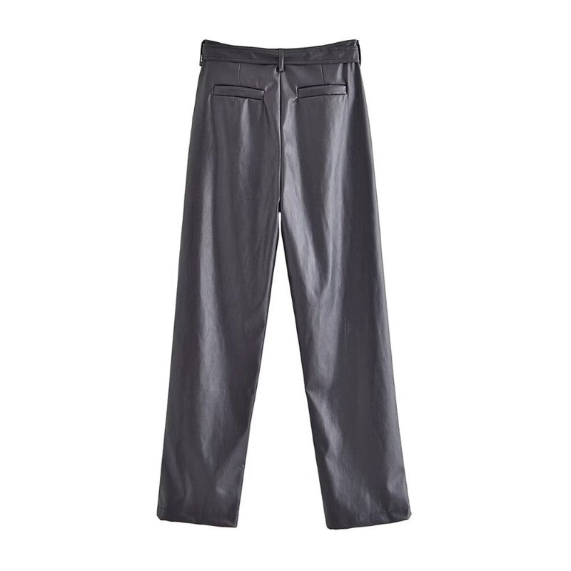 Faux Leather High Waist Pants For Women