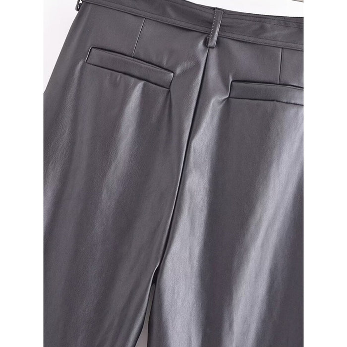 Faux Leather High Waist Pants For Women