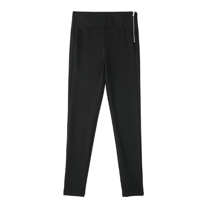 High Waist Skinny Side Zipper Female Trousers