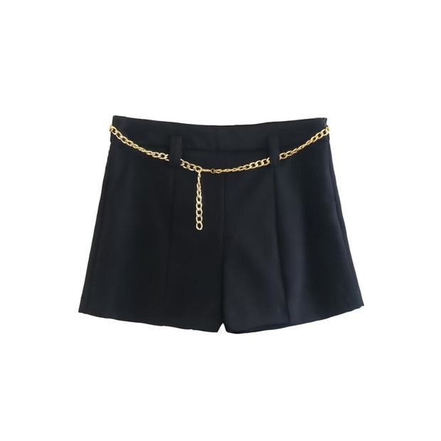 Women's Low Rise Shorts Skirts With Chain Belts