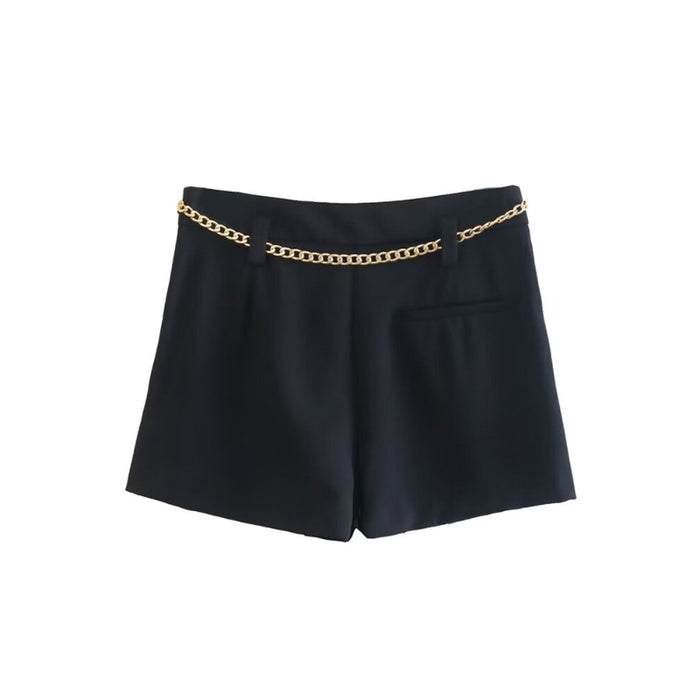 Women's Low Rise Shorts Skirts With Chain Belts