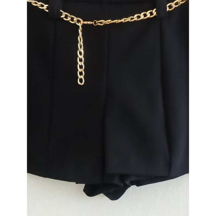 Women's Low Rise Shorts Skirts With Chain Belts