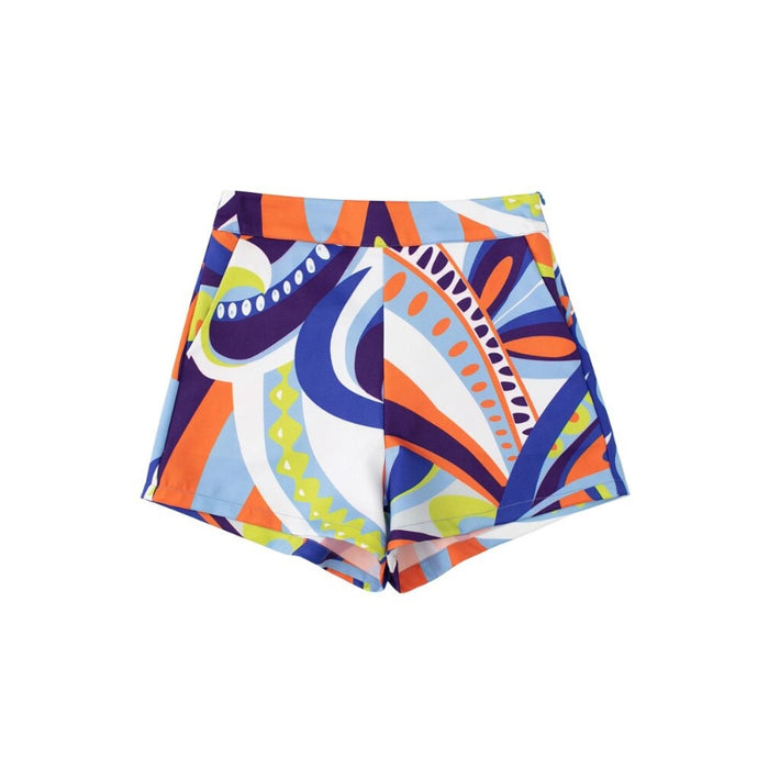 Women's Front Pockets Printed Shorts With Side Zippers