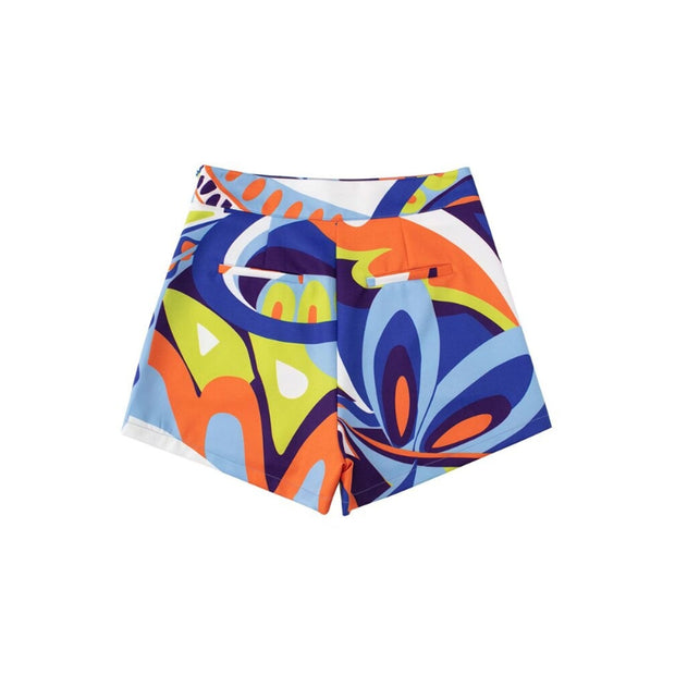 Women's Front Pockets Printed Shorts With Side Zippers