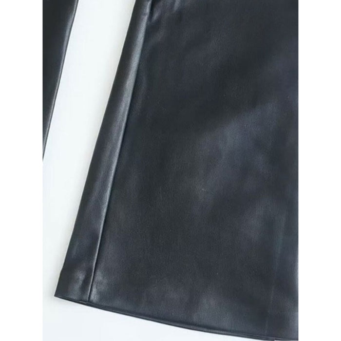 Black Faux Leather High Waist Flare Pant