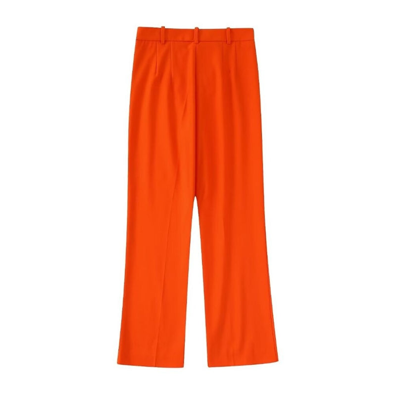 Orange Office Wear High Waist Flare Pant