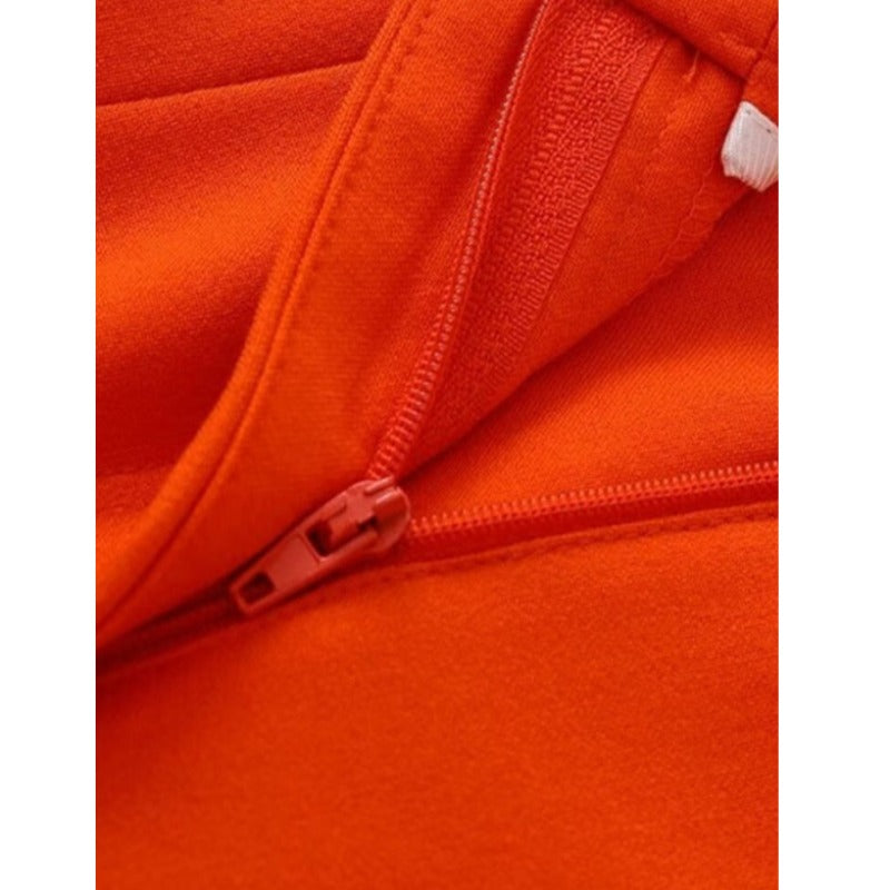 Orange Office Wear High Waist Flare Pant