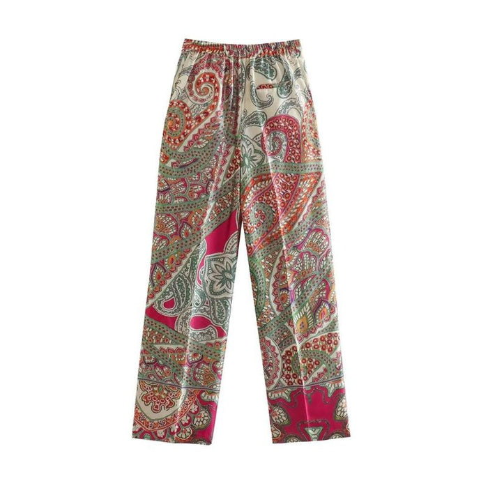 Vintage High Waist Printed Straight Pants