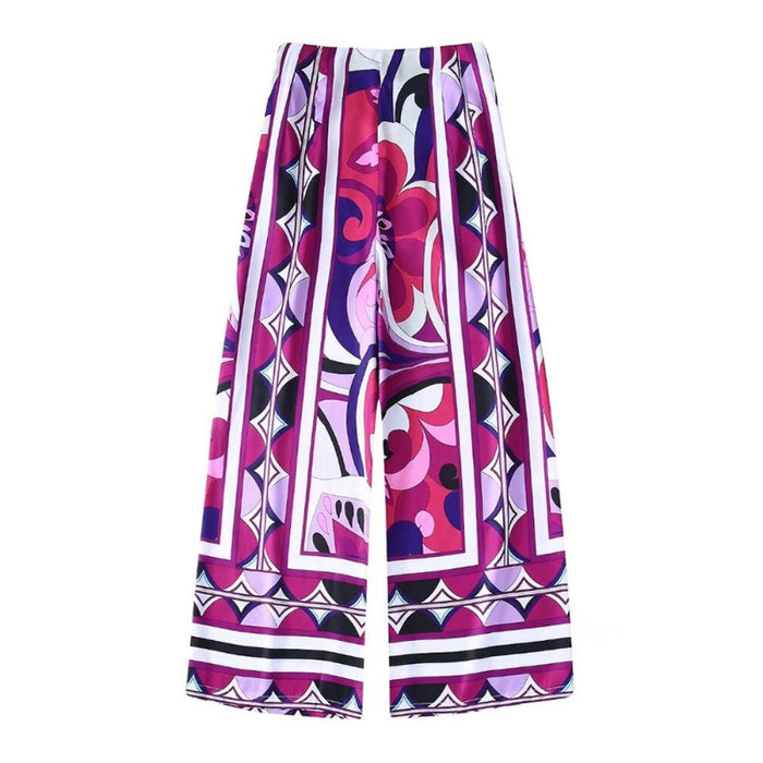 Printed High Waist Wide Leg Ankle Length Pant