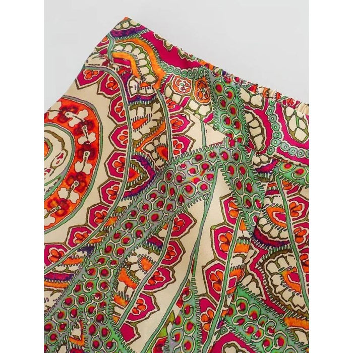 Vintage High Waist Printed Straight Pants