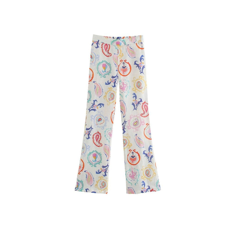 Vintage High Waist Paisley Print Y2K Flare Pant