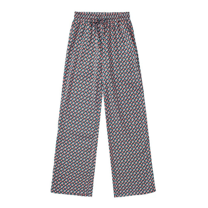 Geometric Print High Waist Pant With Drawstring