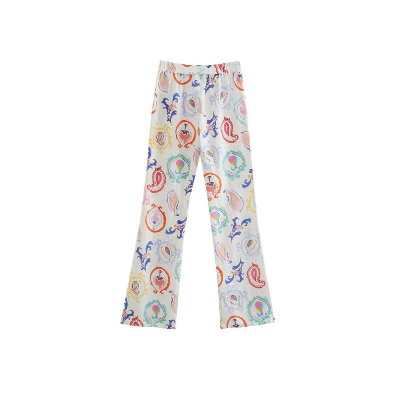 Vintage High Waist Paisley Print Y2K Flare Pant