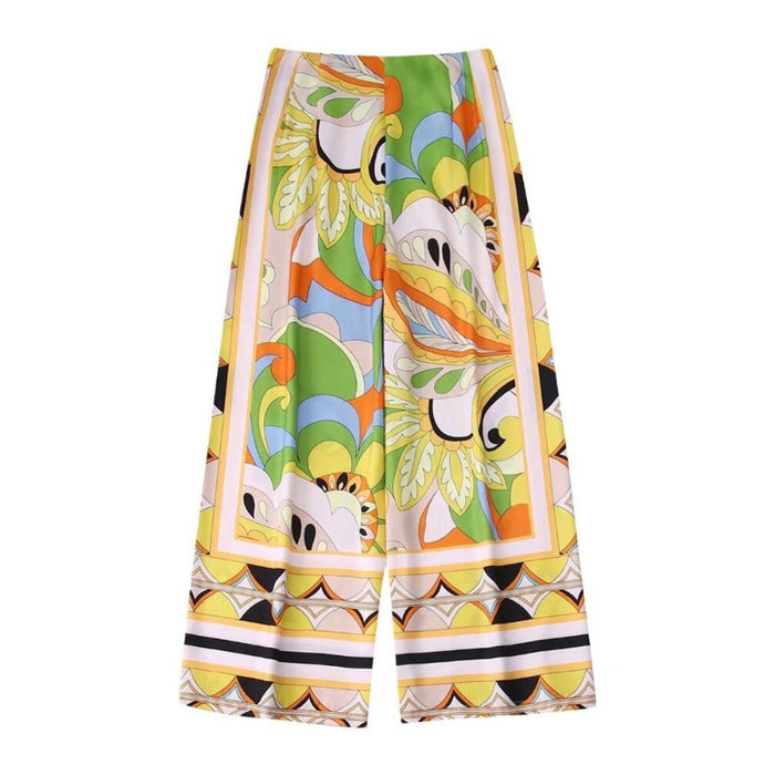 Printed High Waist Wide Leg Ankle Length Pant