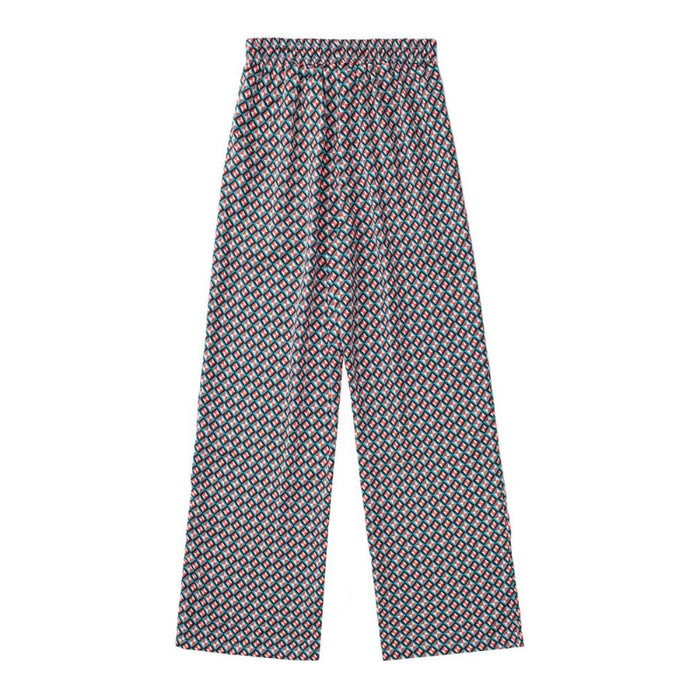 Geometric Print High Waist Pant With Drawstring