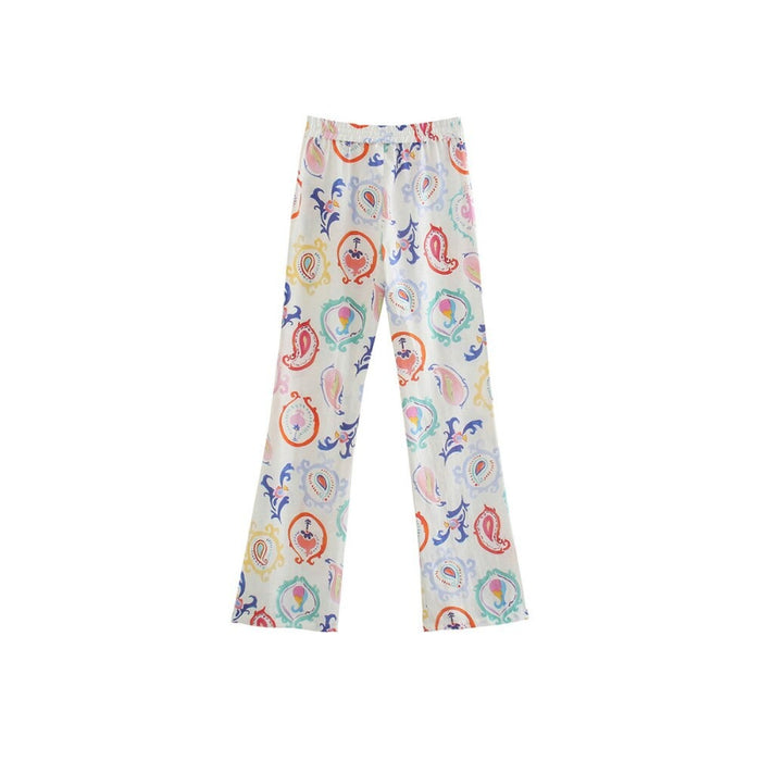 Vintage High Waist Paisley Print Y2K Flare Pant