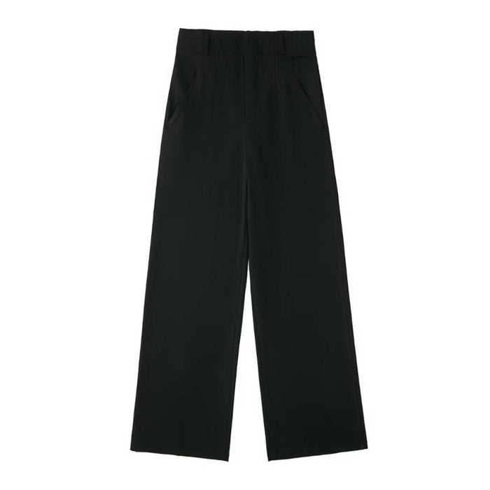 Vintage High Waist Zipper Fly Side Pockets Trousers